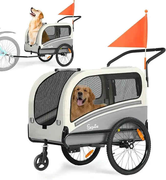 Dog Bike Trailer Two In One Stroller Carrier Up To 88 Lbs