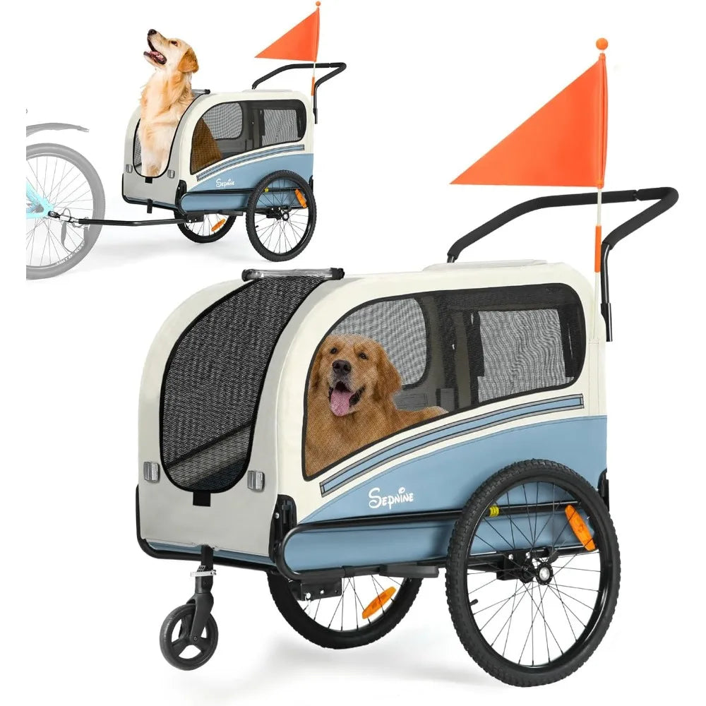 Dog Bike Trailer Two In One Stroller Carrier Up To 88 Lbs