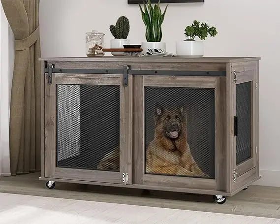 47 Inch Extra Large Dog Crate Furniture Wooden Heavy Duty XL Dog Kennel Indoor Decorative Dog Cage Table for Large Dogs
