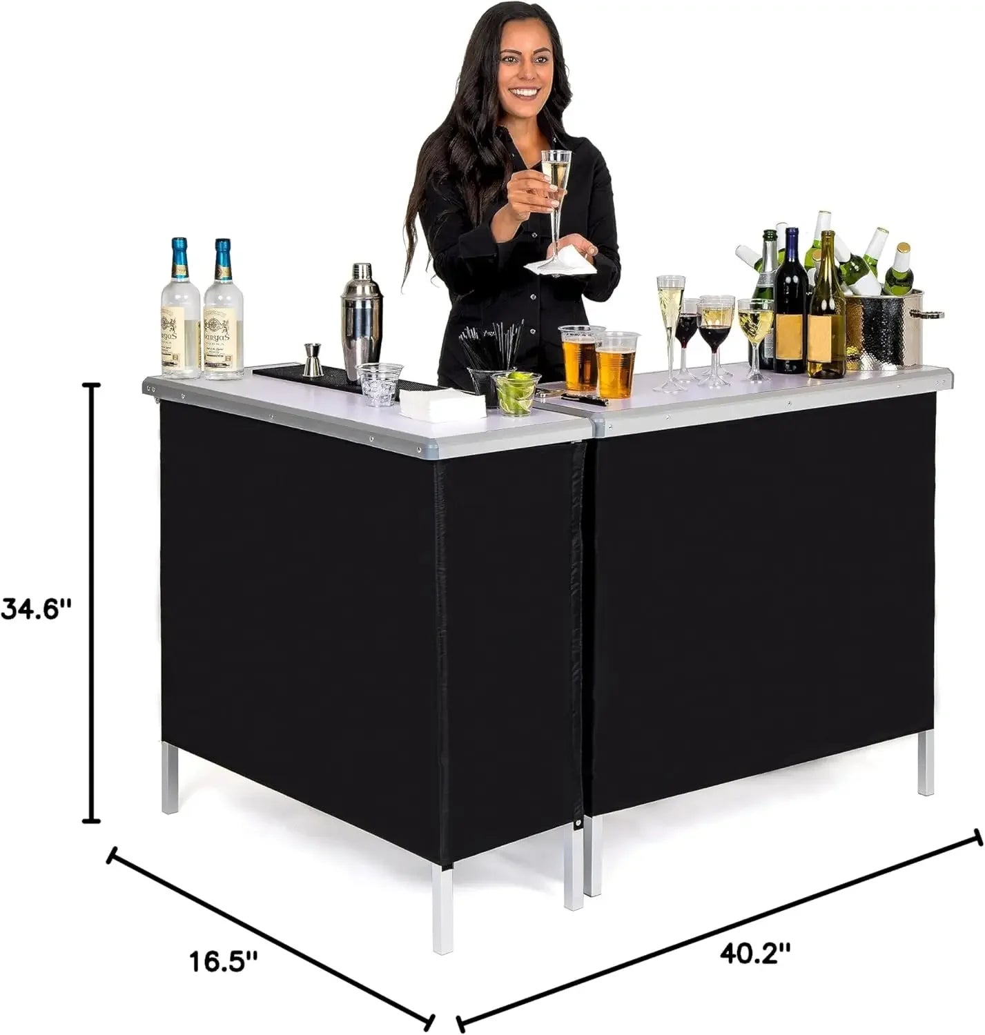 Portable Double Bar Table Set With Carrying Case And LED