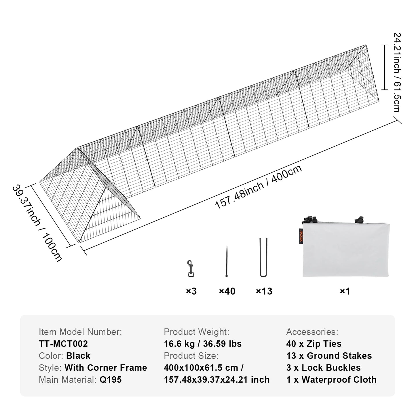SucceBuy Chicken Tunnels for Yard and Outdoor Runs
