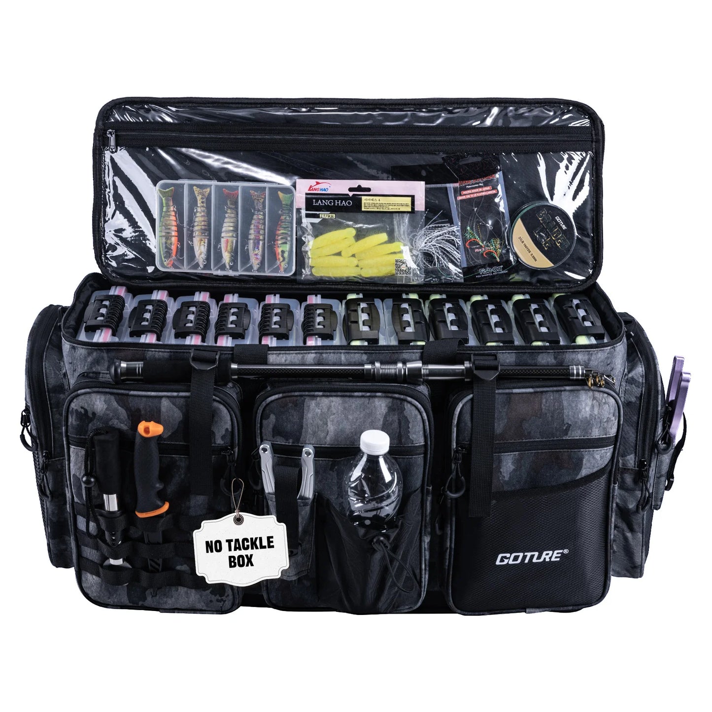 Goture Large Capacity Fishing Tackle Bag Waterproof EVA Hard Bottom