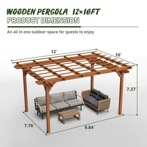 Wood Pergola For Outdoor Garden Patio Gazebo For Climbing Plants