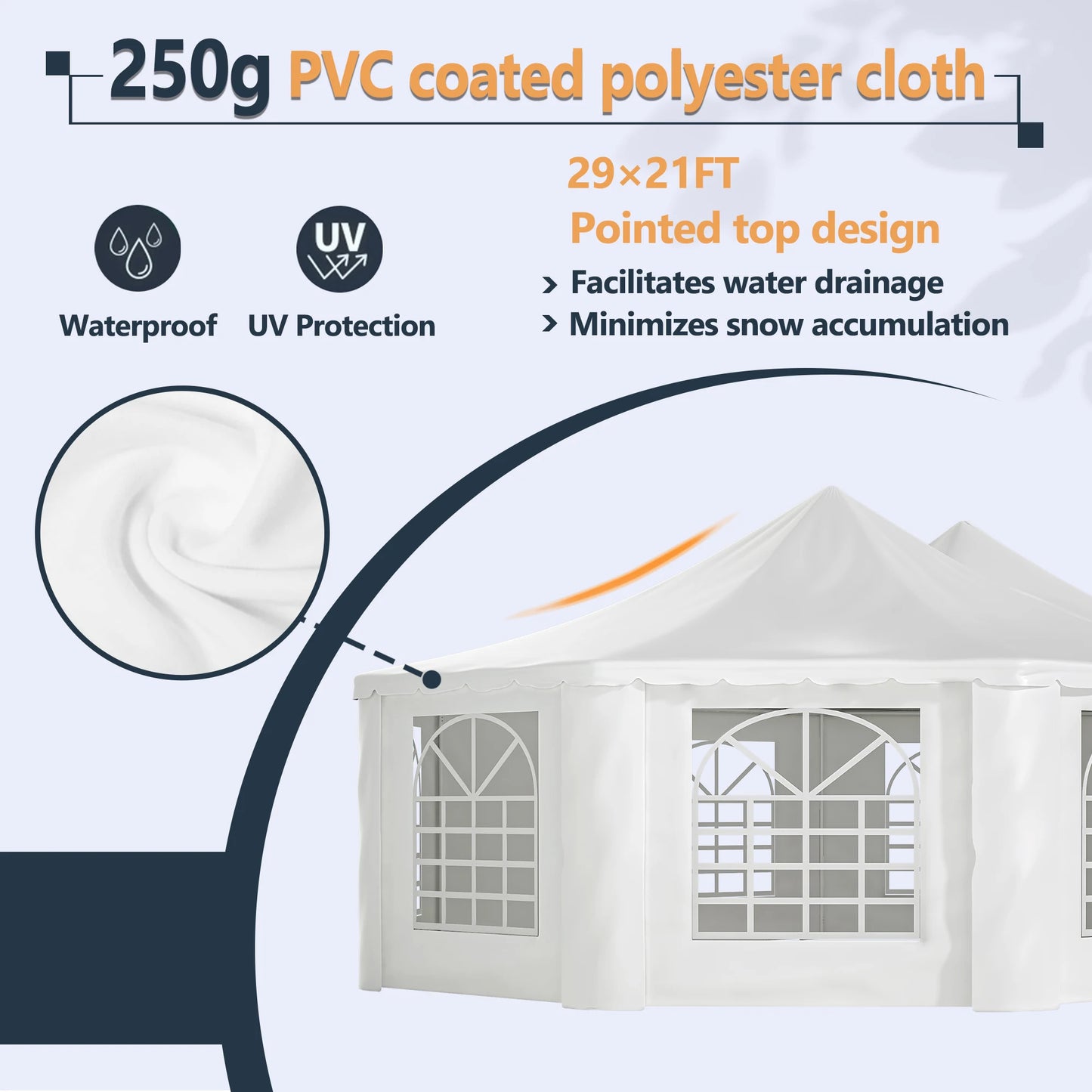 LZBEITEM Party Tent 29x21ft Canopy With Removable Sidewalls
