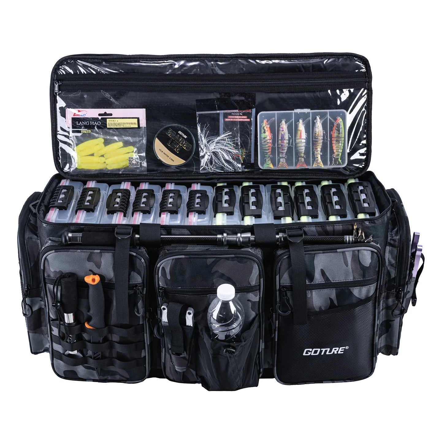 Goture Large Capacity Fishing Tackle Bag Waterproof EVA Hard Bottom