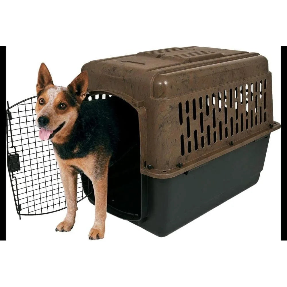 Large Plastic Dog Kennel Outdoor Indoor Pet Carrier Crate with 360 Degree Ventilation for Dogs 70 to 90 Pounds Portable Travel Dog House