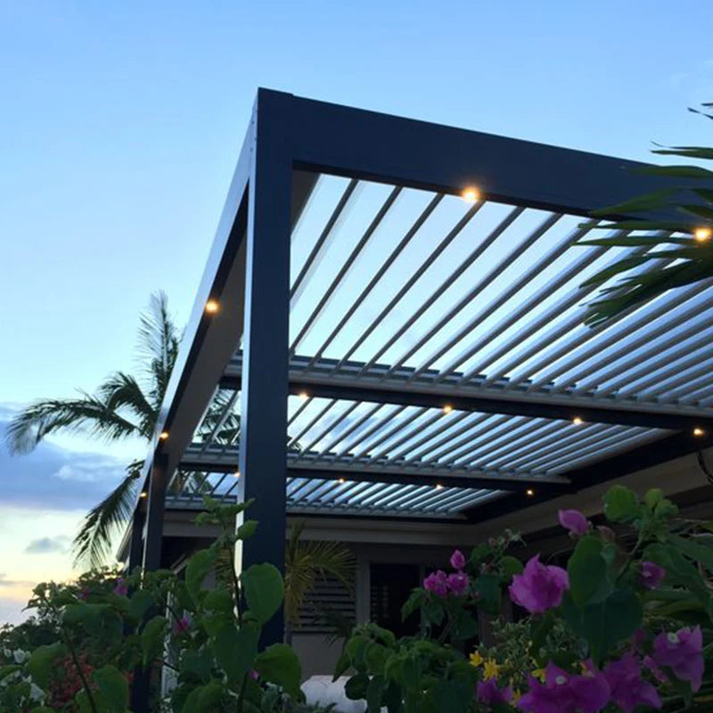 Aluminum Pergola Wind Rain Protection Louver Roof Manual Flip