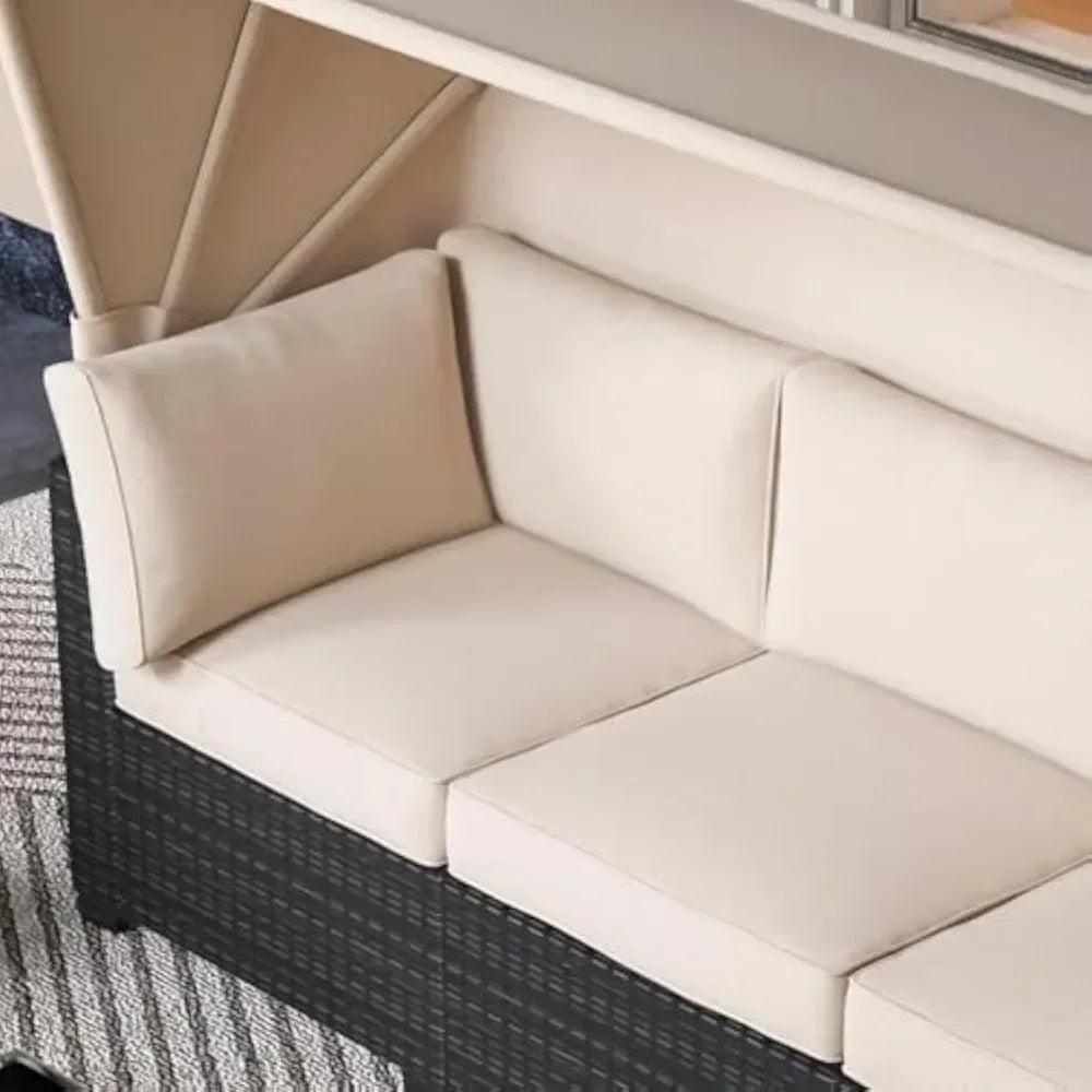 6pc Outdoor Rattan Wicker Patio Set With Waterproof Cushions