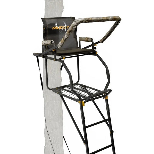 1-Person Huntsman Deluxe Steel Ladder Tree Stand, 17 ft Tall, 300 lb Capacity - Heavy-Duty Hunting Treestand