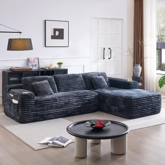 ANGDUO Cloud Sectional Sofa With L Shape Chaise Built In Cup Holder Storage