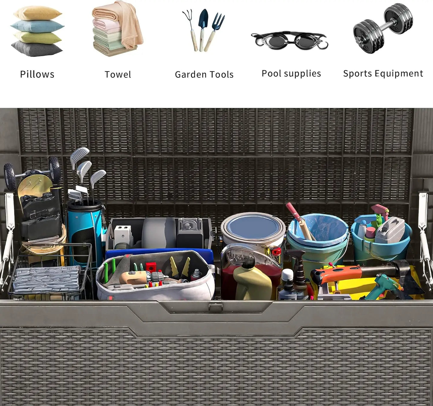 100 Gallon Resin Deck Box Weather Resistant Lockable Storage