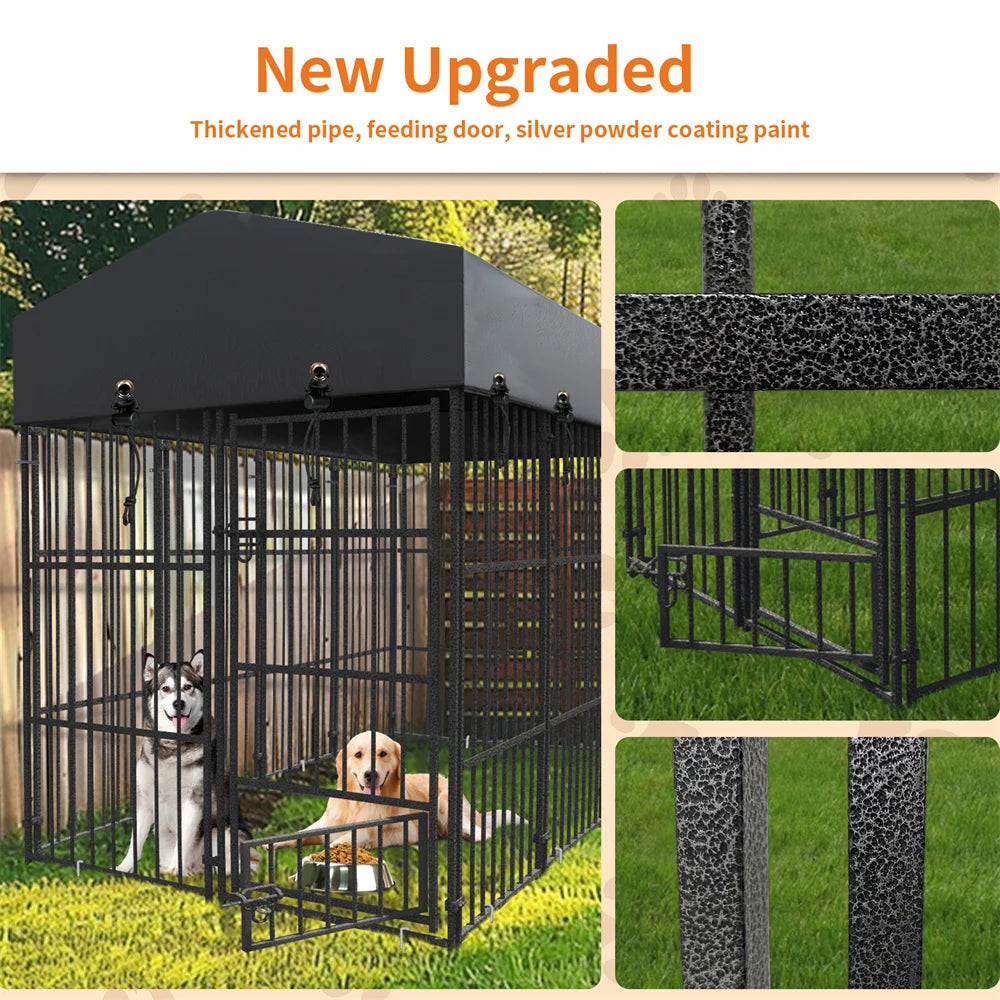 Heavy Duty Large Dog Kennel Welded Metal Playpen Roof Cover