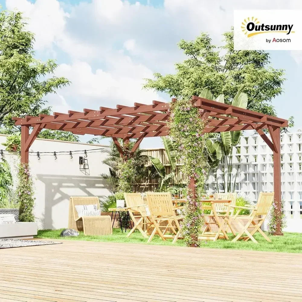 Wooden Pergola With Grape Trellis For Patio And Backyard