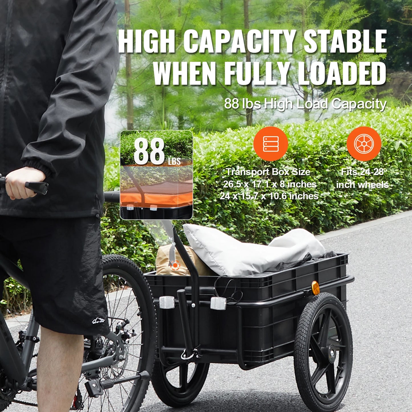 SucceBuy 88 Lb Bike Cargo Trailer Sixteen Inch Wheels