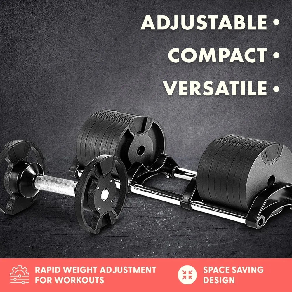 70lb Adjustable Dumbbell 9 in 1 Weight Options, Fitness Equipment with Anti-Slip Metal Handle, Quick Change Weight Adjustment