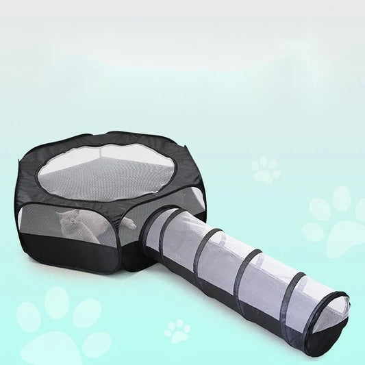 Cat Tunnel Foldable Two Piece Cage and Nest Toy for Pets