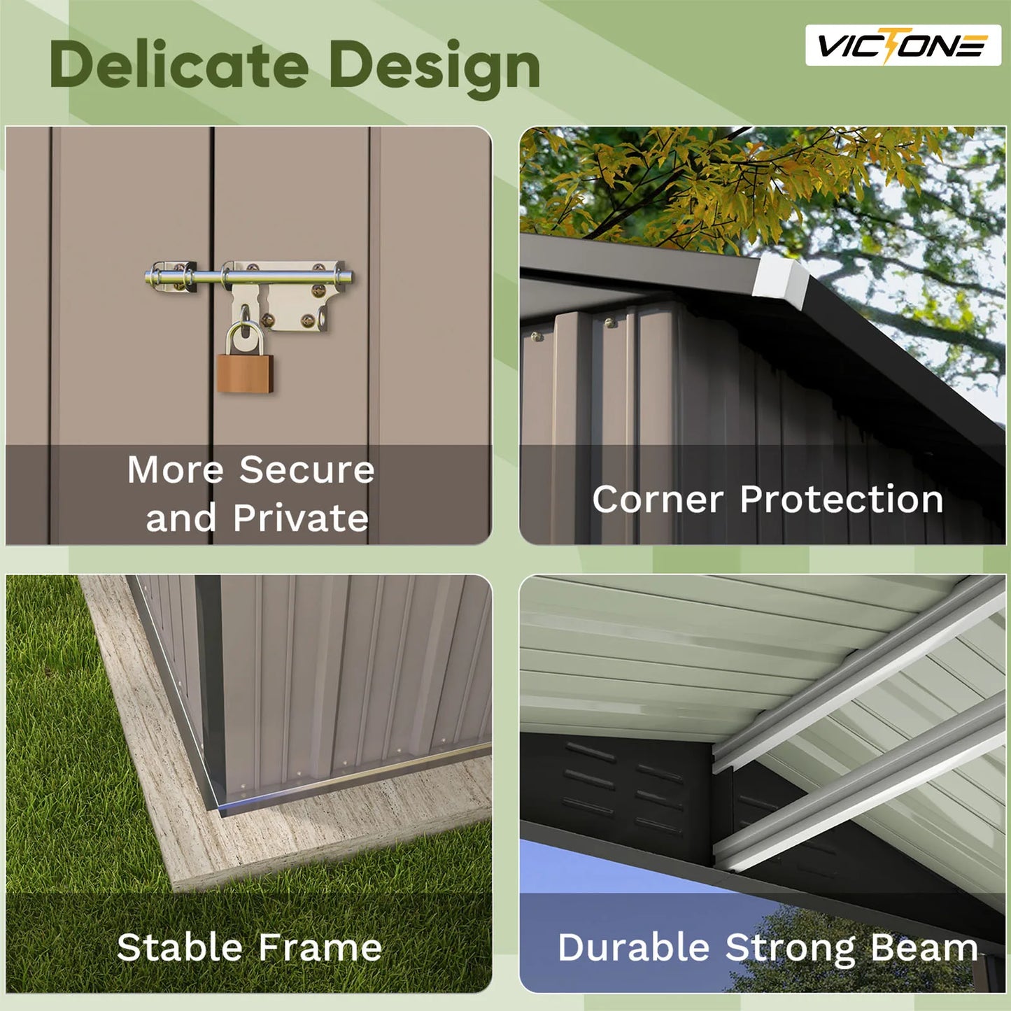 Victone 6x4 Metal Outdoor Storage Shed Brown With Door Lock