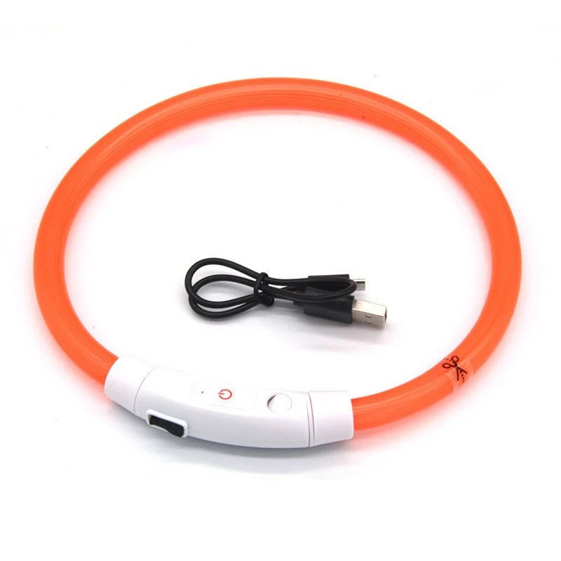 Led Dog Collar USB Rechargeable Luminous Pet Accessory with 3 Modes Glowing Light for Safety and Loss Prevention