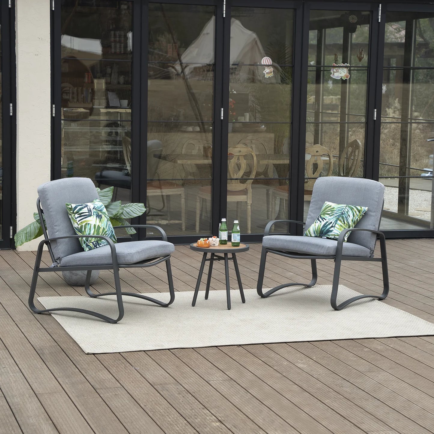 Naga Bahna Three Piece Rocking Bistro Set With Coffee Table