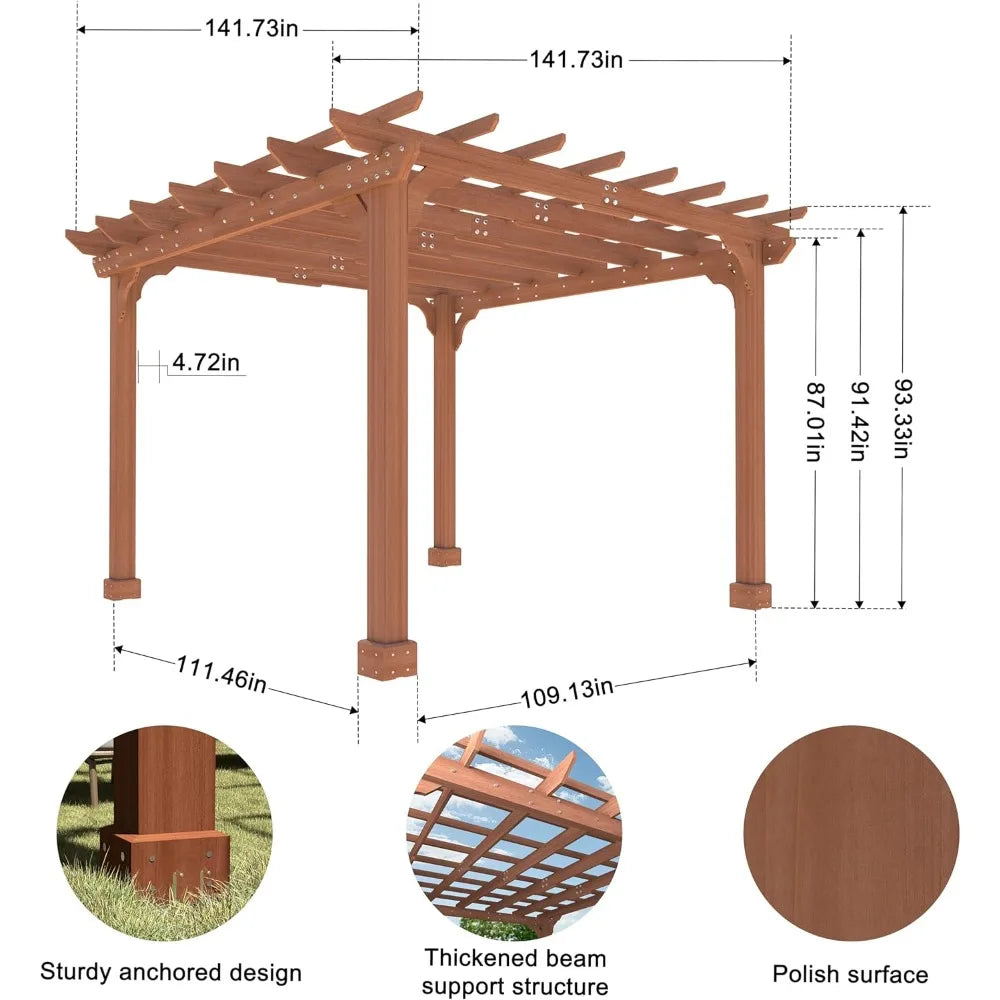 Wooden Pergola Kit With Stakes Weather Resistant Outdoor Structure