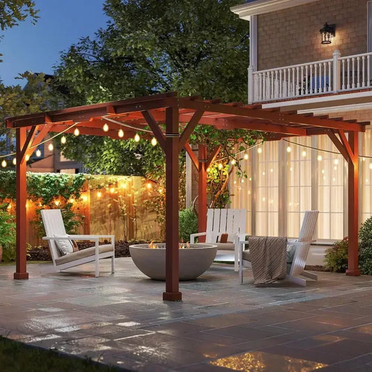 Wooden Pergola With Grape Trellis For Patio And Backyard