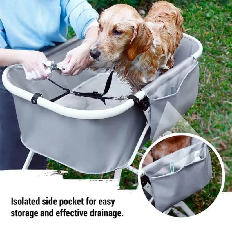 Elevated Dog Bath Tubs Foldable Pet Bathing Station Adjustable Ideal for Medium to Large Pets