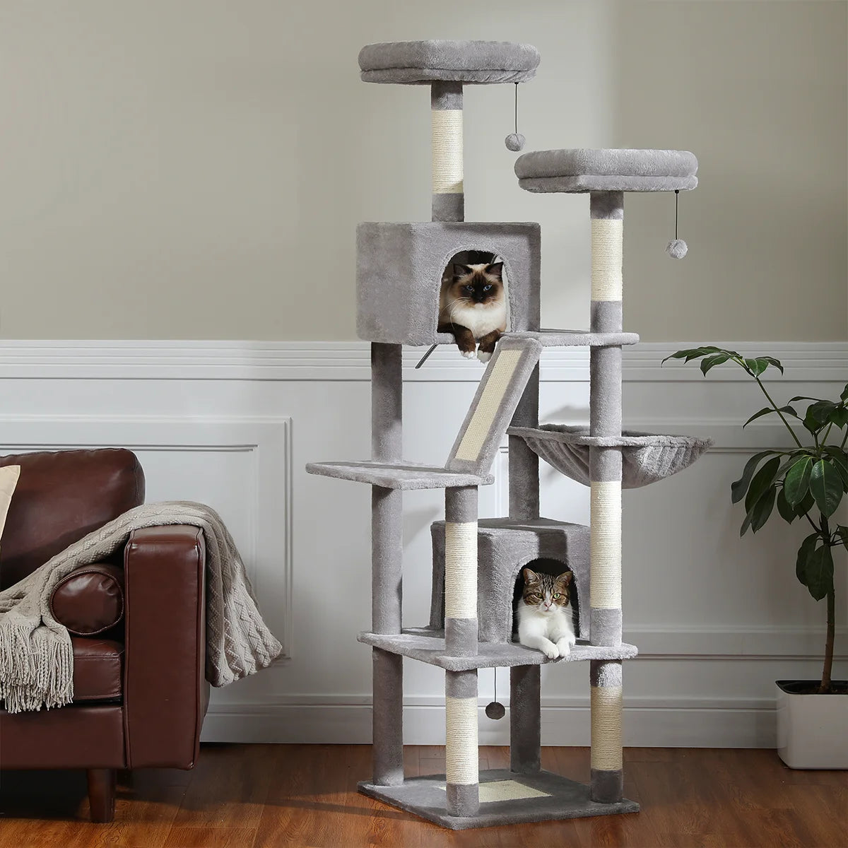 H180CM Large Cat Tree Indoor Tall Tower Plush Sisal Post