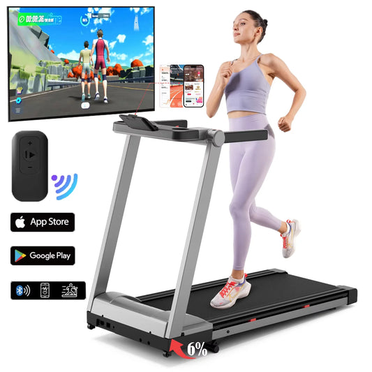 3.5 HP Foldable Incline Home Treadmill Walking Pad with Handlebar Holder 350 LBS Capacity Touch Screen Smart App Data Monitoring