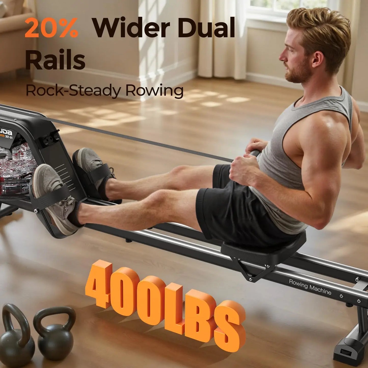 YOSUDA Water Rowing Machine for Home - Rower Machine Use with Bluetooth,App Supported,Rowing Machine for Taller Power Athletes