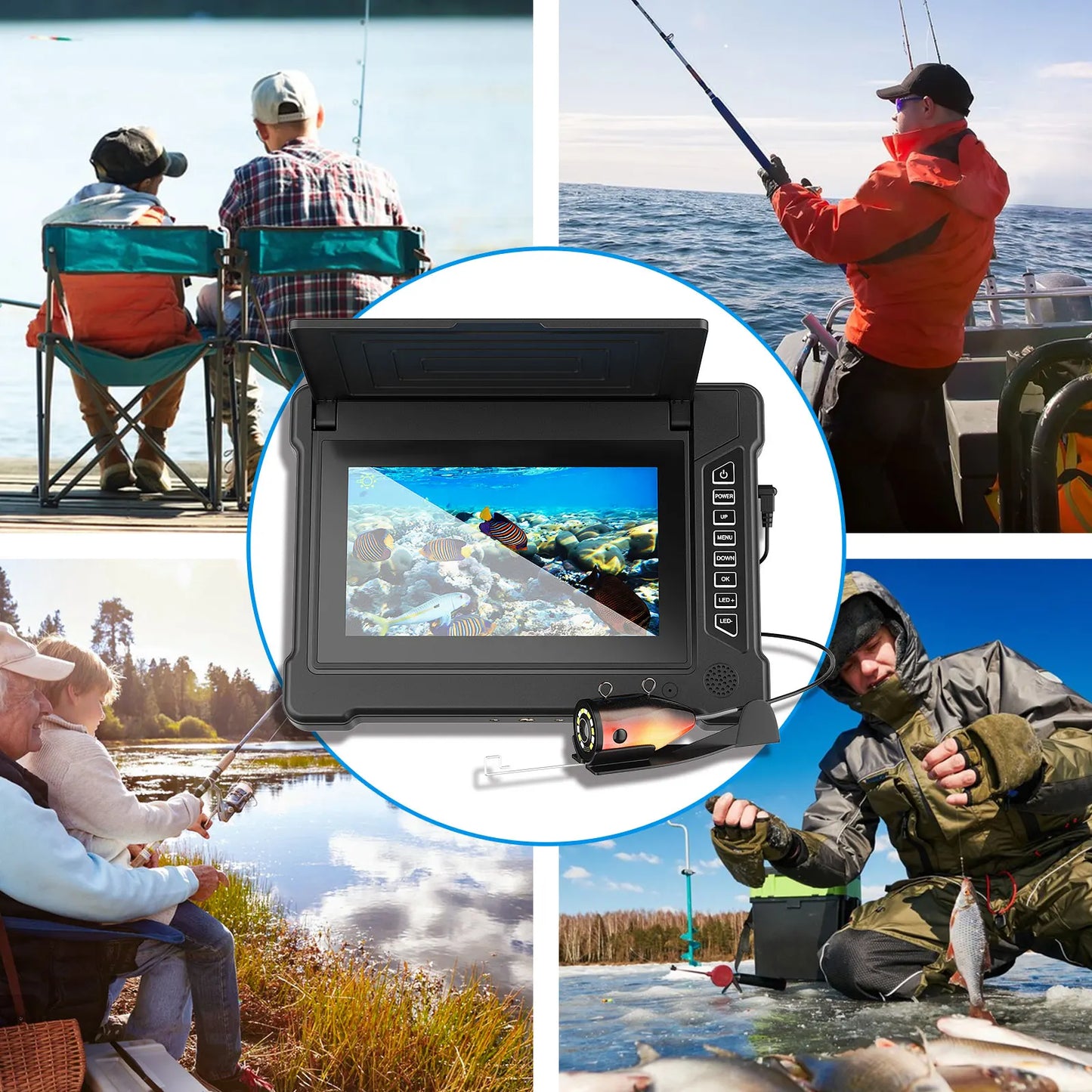 GAMWATER Underwater Fish Finder Camera With LEDs For Ice Fishing