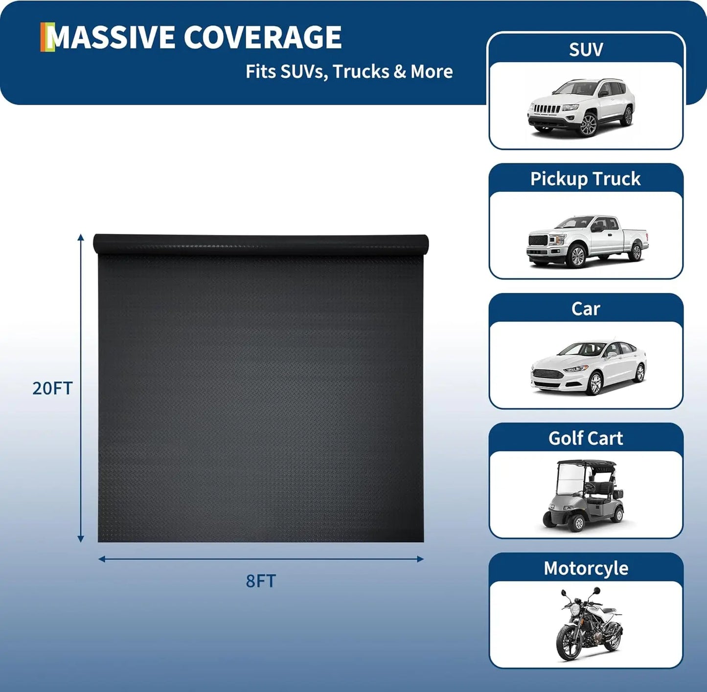 Garage Floor Mat, 2.8Mm Thickened Non-Slip PVC Garage Mat Roll, Diamond Plate Floor Protector Mat with 33FT Tapes for Garage, Un