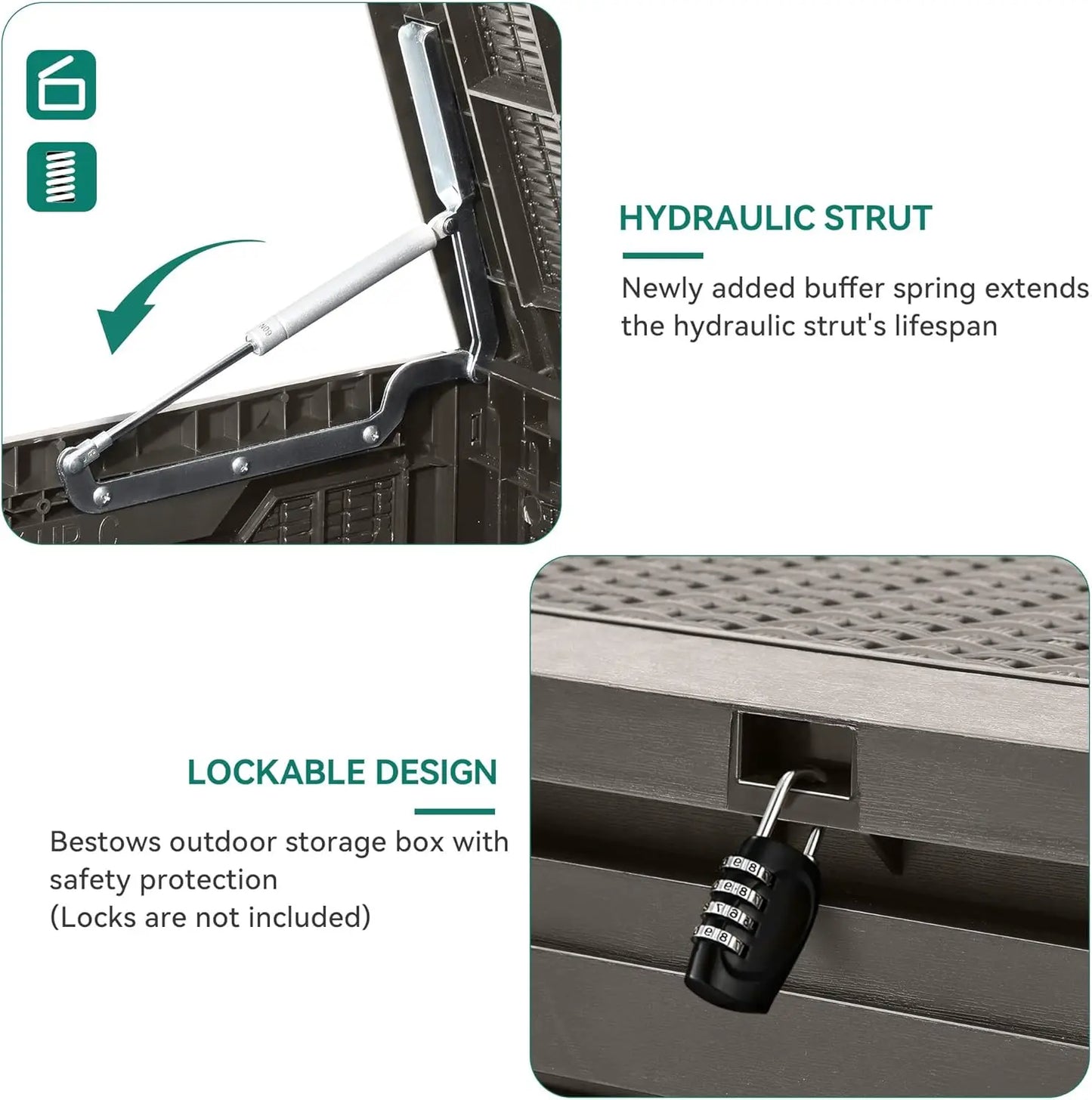 100 Gallon Resin Deck Box Weather Resistant Lockable Storage