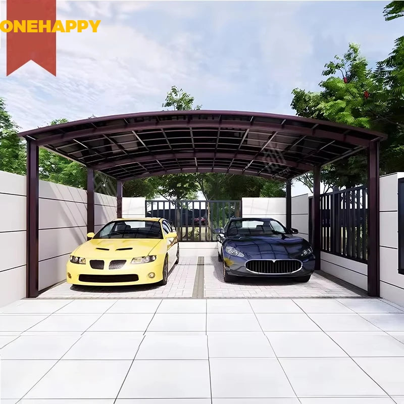 Modern Portable Metal Carport Outdoor Polycarbonate Roof Aluminum Frame PVC Material Pressure Treated Garage Parking