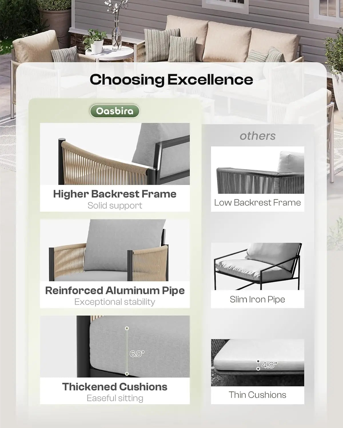 Aluminum Outdoor Patio Furniture Set 4 Piece Sectional