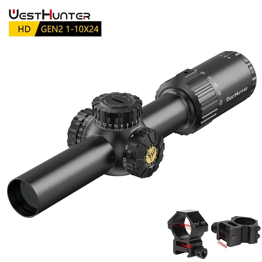 WestHunter HD GEN2 1-10X24 IR SFP LPVO Scope Wide Field of View Hunting Riflescopes Etched Glass Reticle Optical Sights