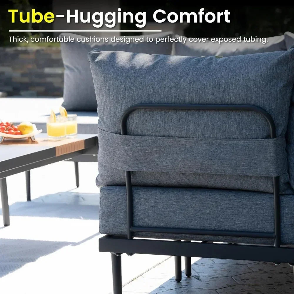 7 Pieces Outdoor Sectional Sofa Set with Olefin Cushions