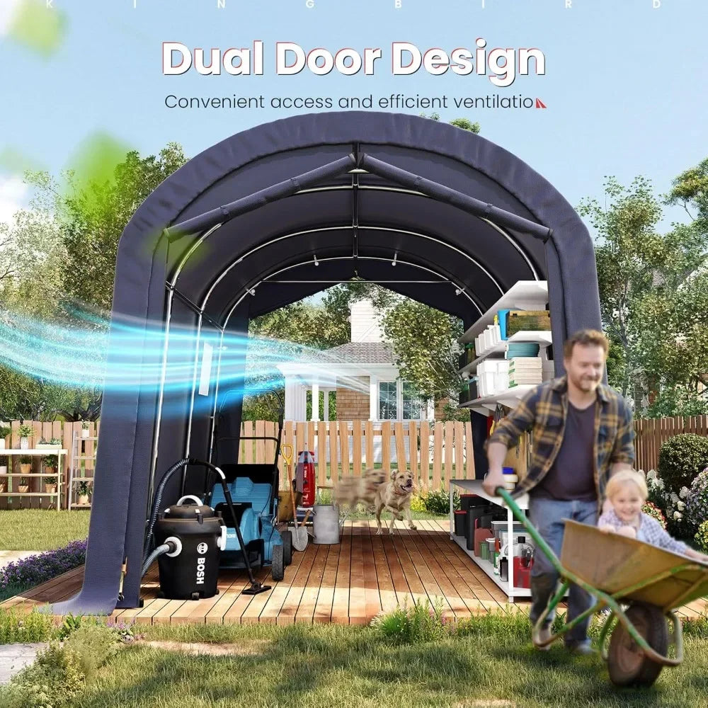Heavy Duty Round Style Carport 10x15 With Ventilated Windows