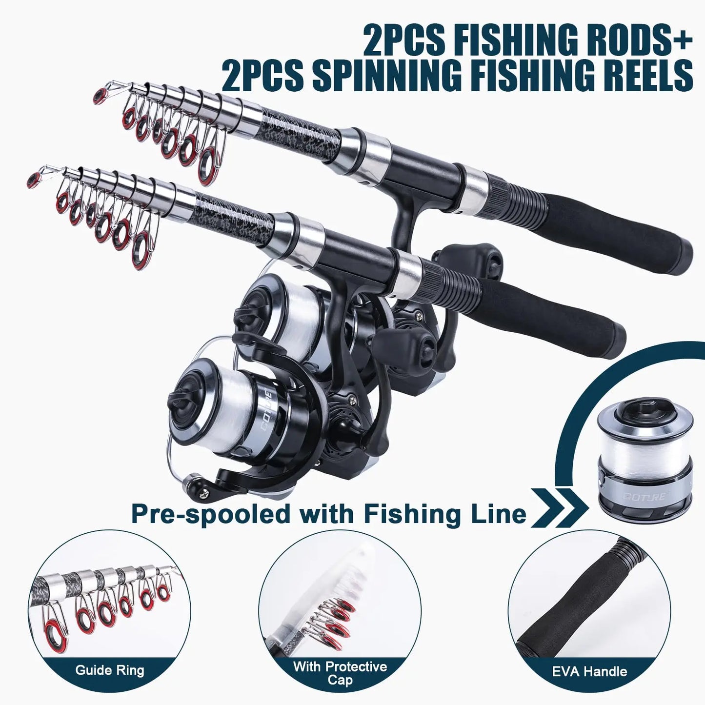 Goture Telescopic Fishing Rod and Reel Combo Kit with Waterproof Storage Bag