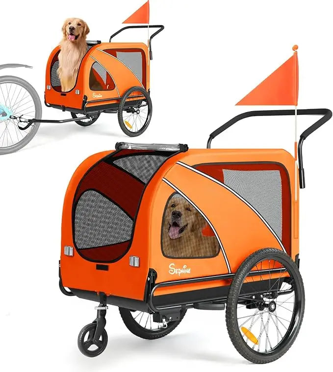 Dog Bike Trailer Two In One Stroller Carrier Up To 88 Lbs