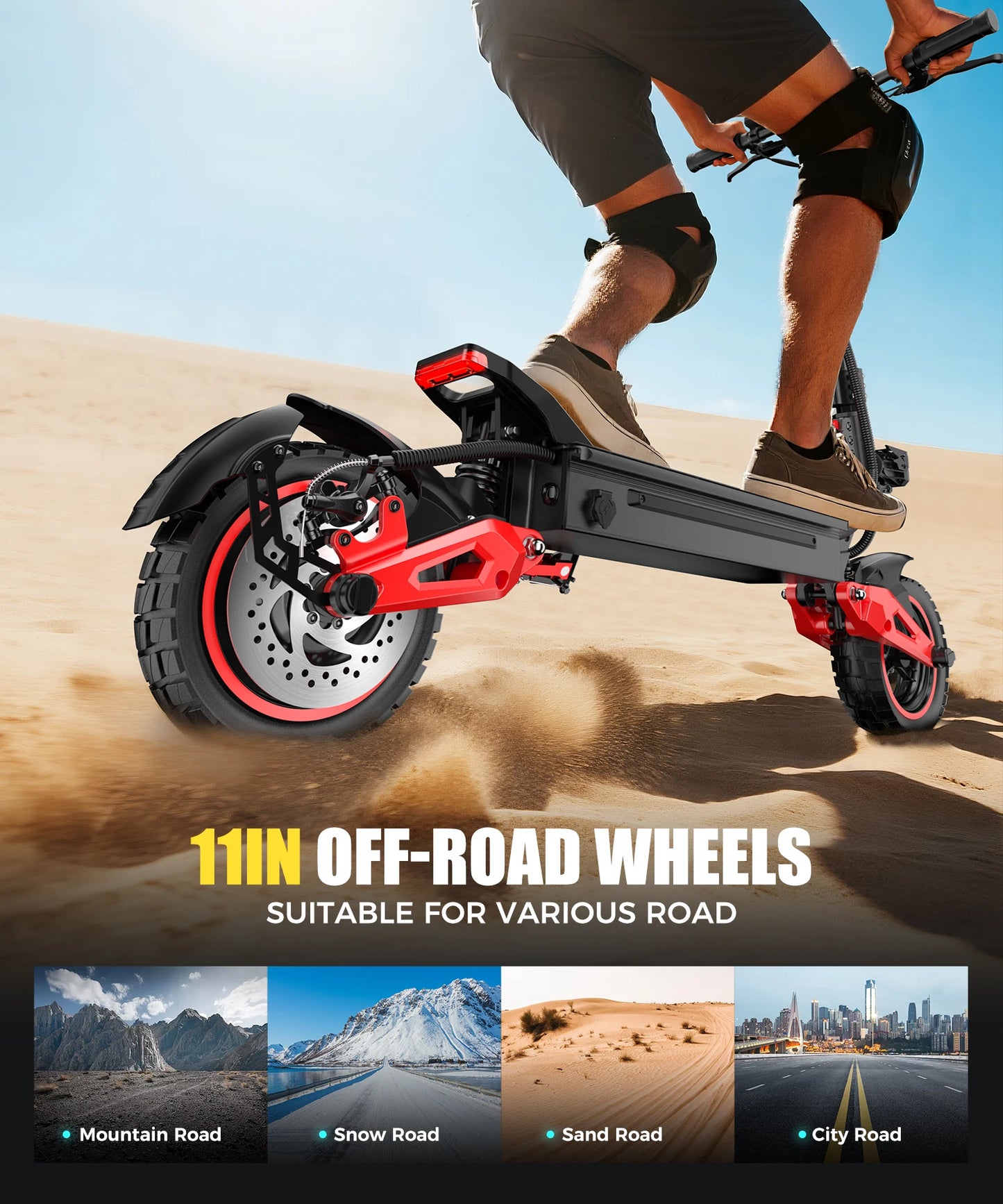 1600W Off Road Electric Scooter Foldable 28MPH 30 Mile Range