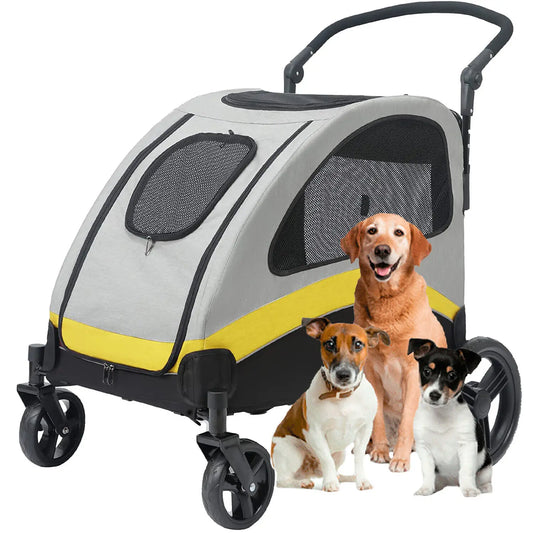 Dog Stroller Ultra Large Four Wheels Foldable Cart 55kg