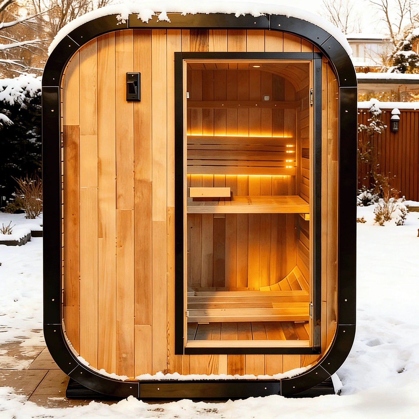 OLOMM Outdoor Panoramic Round Sauna Room Anti Corrosion Durable Heating