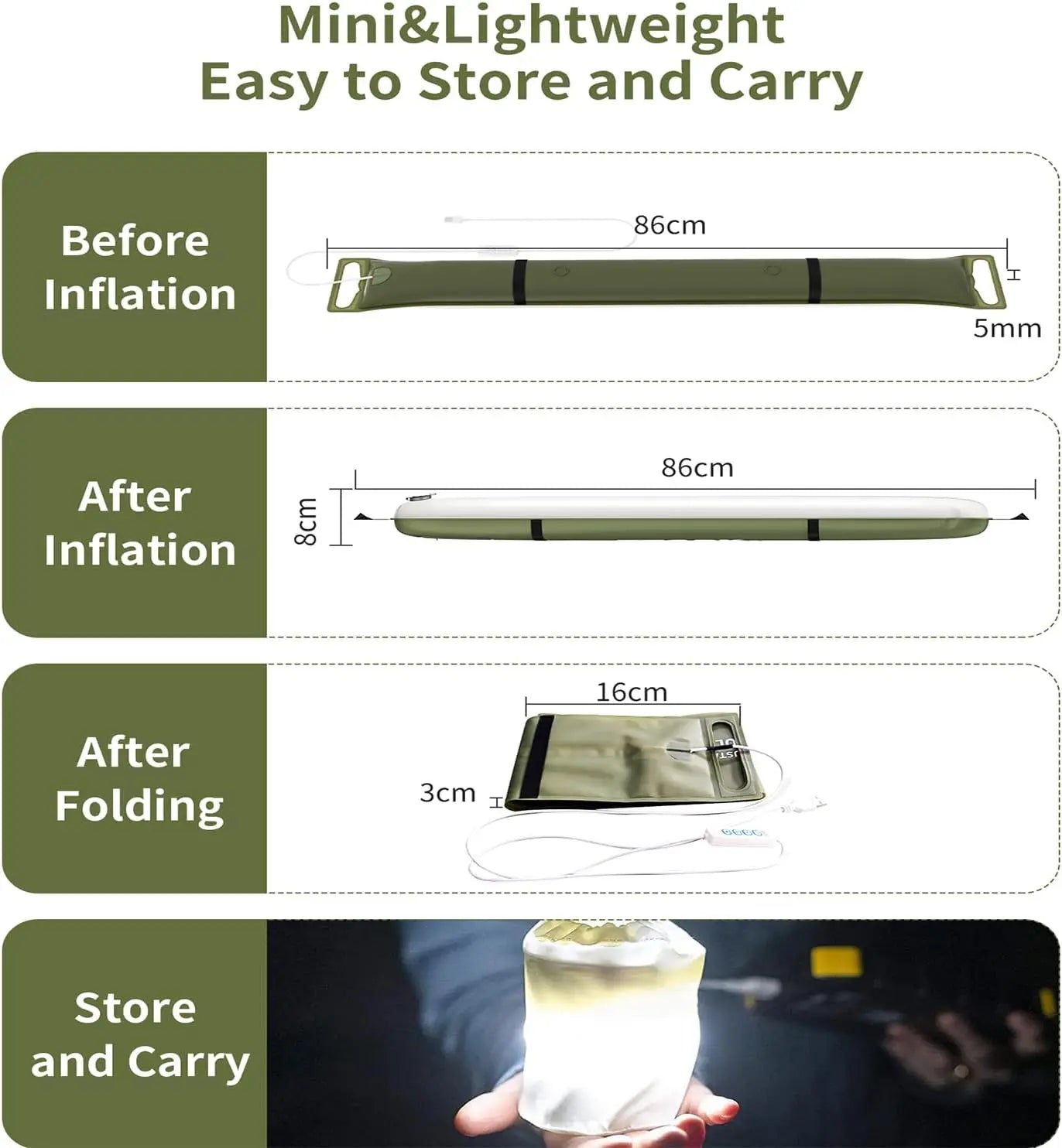 Corded Camping Tent Light Bar IP66 Waterproof Inflatable LED