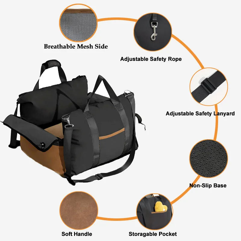 2025 New Waterproof Dog Booster Car Seat Breathable Luxury Dog Car Seat Dog Bed Outdoor Travel Pet Nest