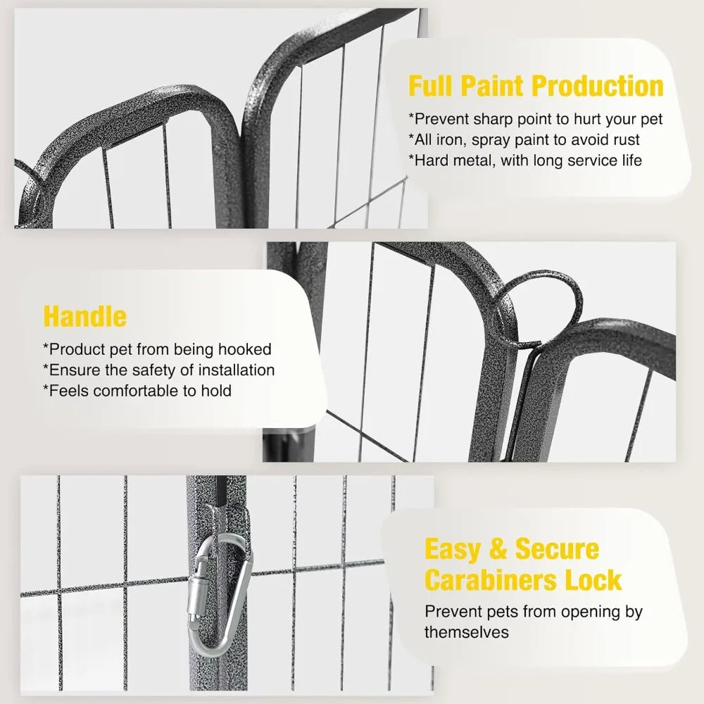 Foldable Metal Dog Playpen With Door Fence Outdoor Kennel