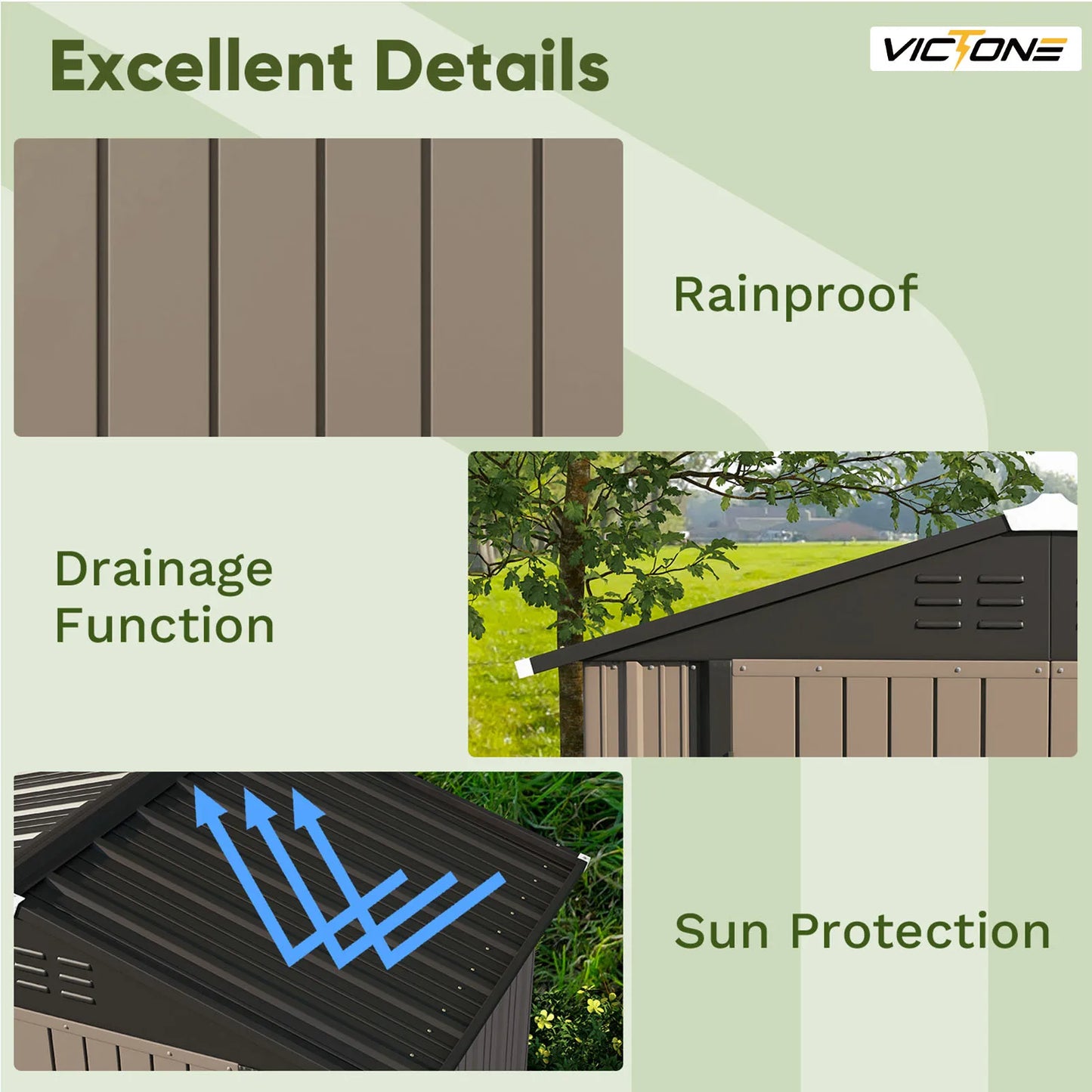 Victone 6x4 Metal Outdoor Storage Shed Brown With Door Lock