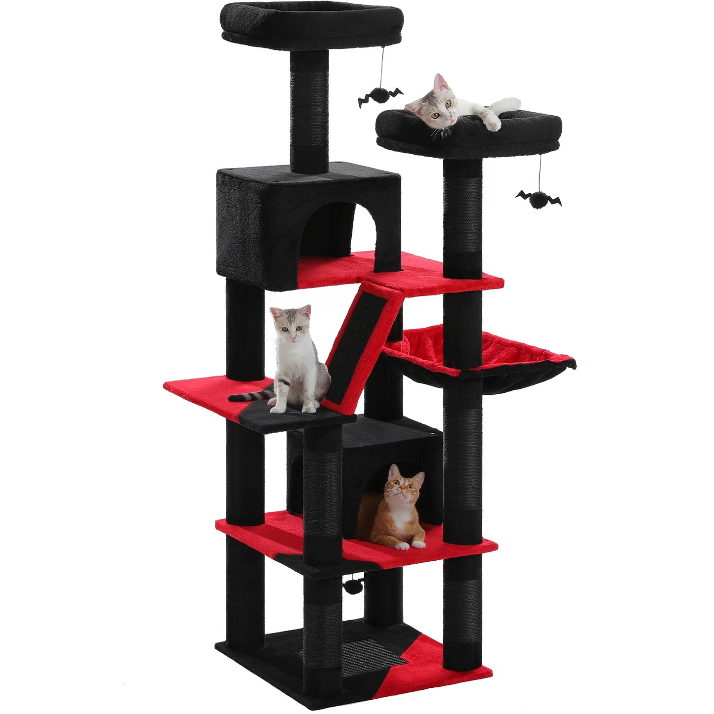 Deluxe 180cm Cat Tree With Plush Condo 6 Scratching Posts