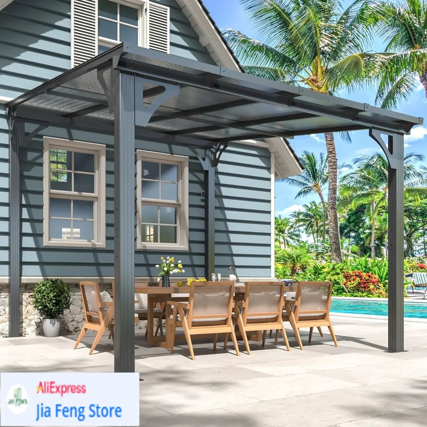 Gazebo Pergola With Hardtop Awnings For Patio Shade And Rain