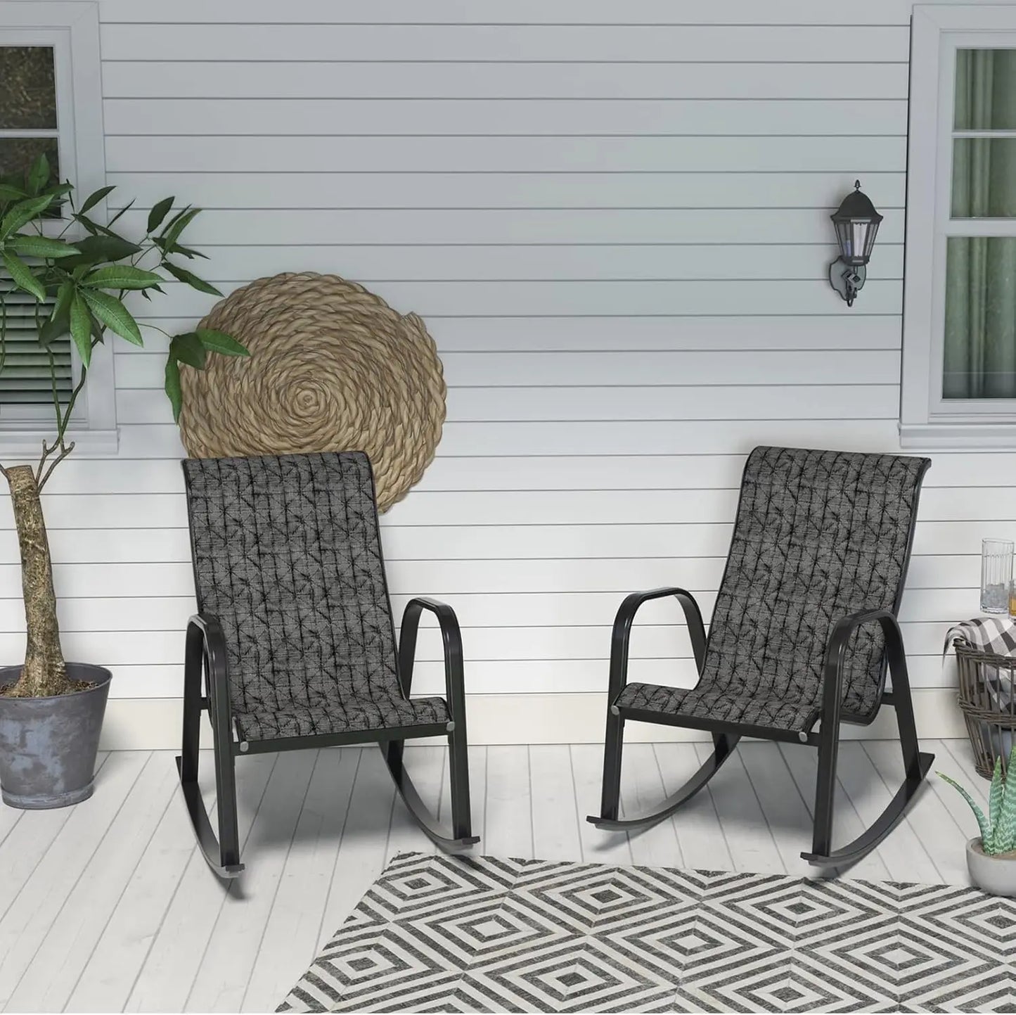 Grand Patio Mesh Sling Rocking Chair Outdoor Porch Garden