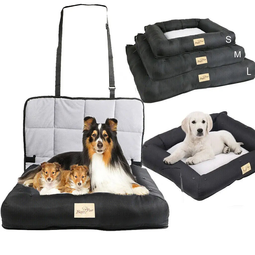 Waterproof Dog Car Seat Bed With Pad Cover 3 Flexible Sizes